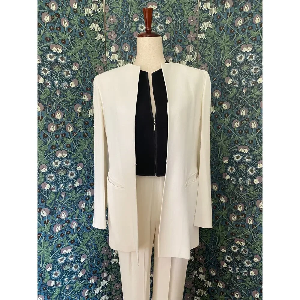 Vintage Emanuel Ungaro 3 piece pantsuit in white and black, size 6 - Picture 3 of 10